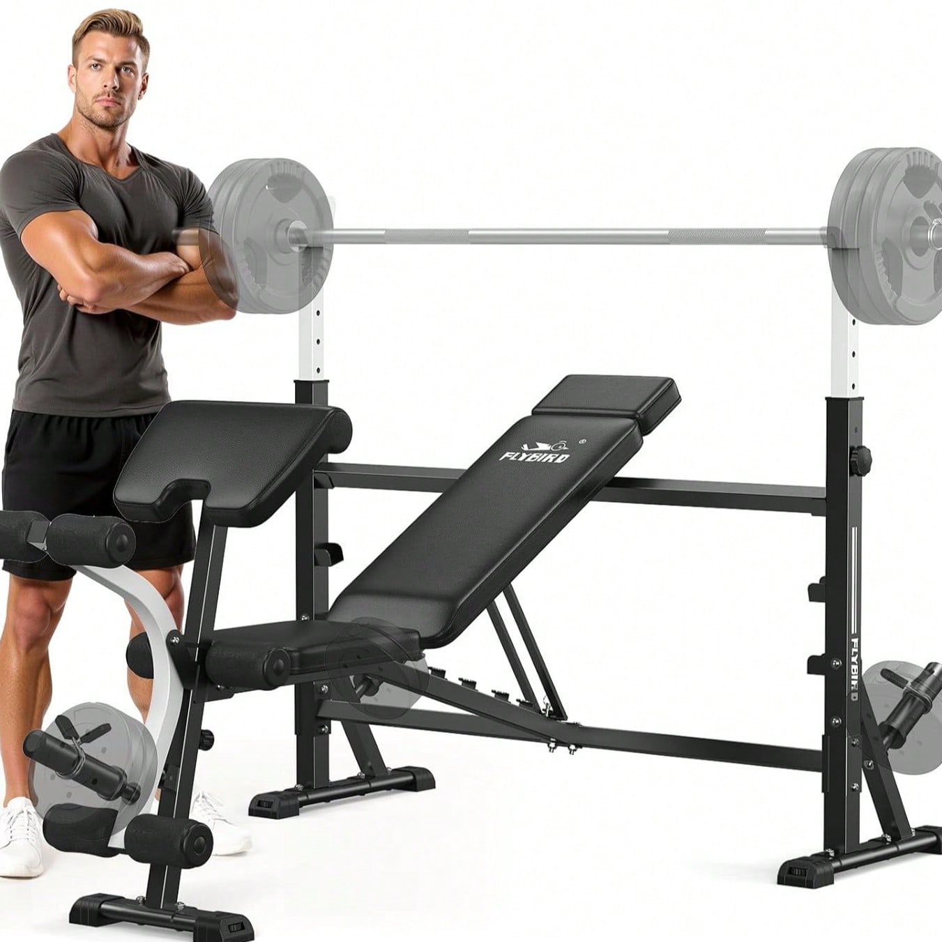 Home Gym With Leg Press - Регулируемая силовая скамья FLYBIRD с упором