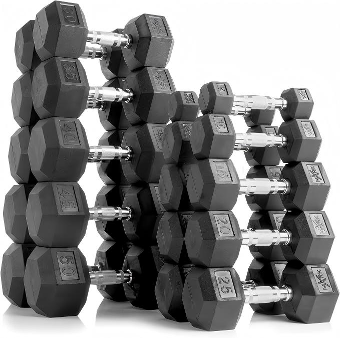 Hex Dumbbell Set - Гантели с резиновым покрытием премиум-класса, 5-100