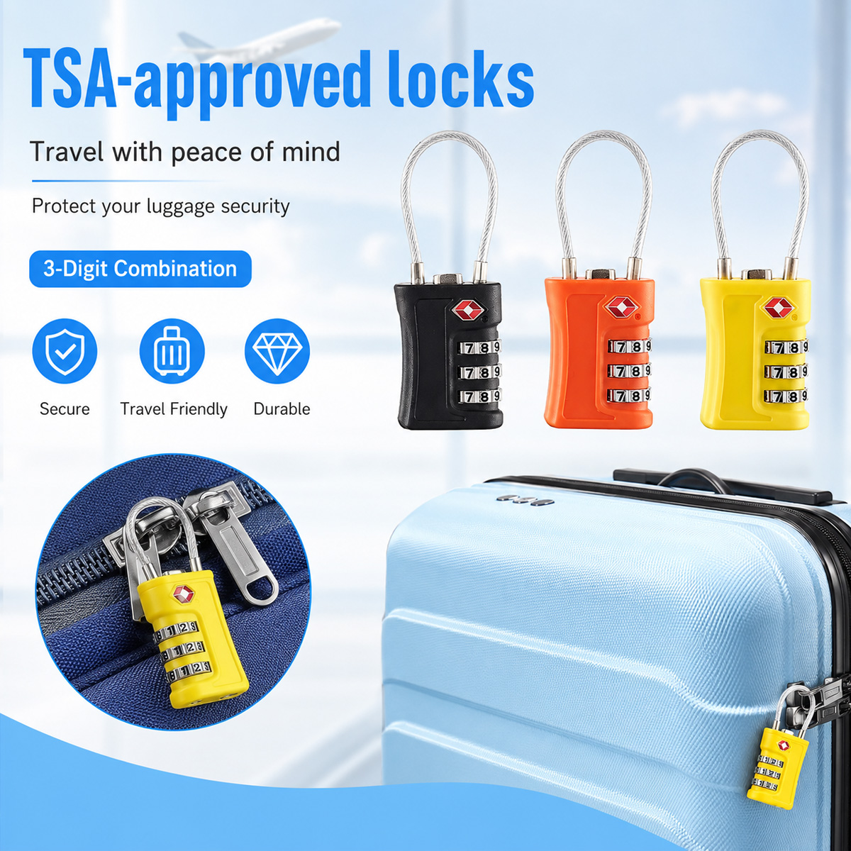 Home Gym Necessities - Замок для багажа, одобренный TSA, 3-значный