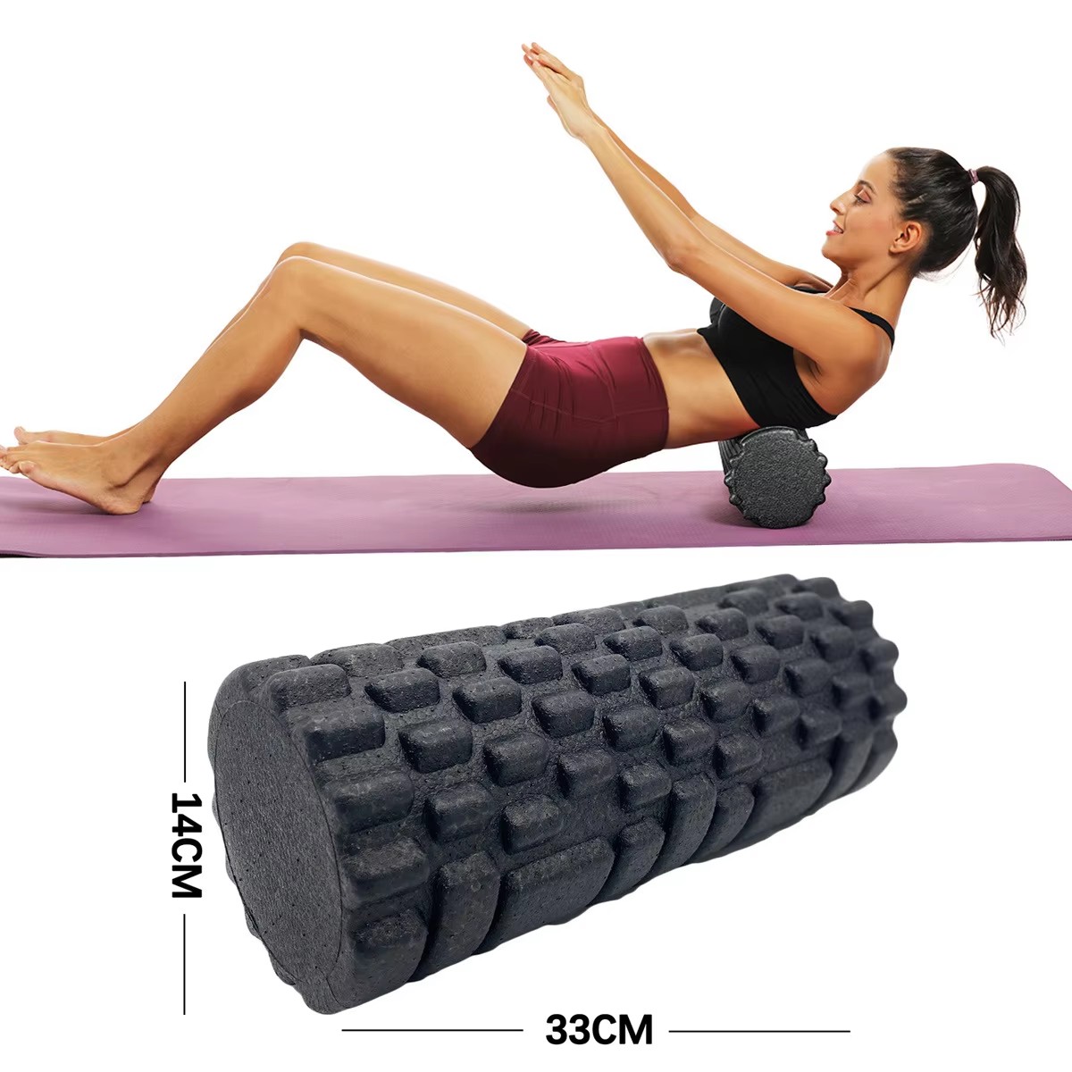 Foam Roller High Density - 30/33 см фитнес-ролик для йоги, массажный