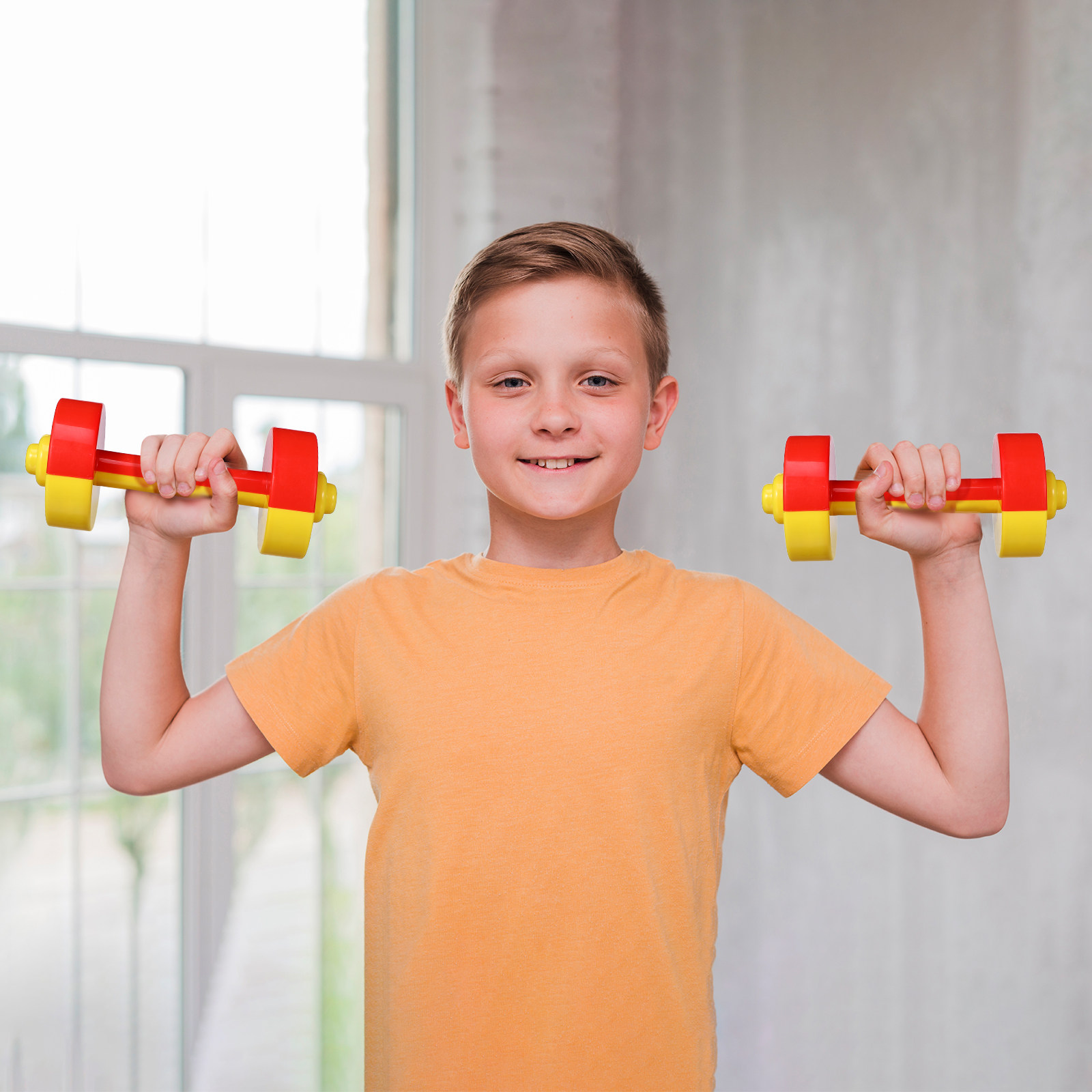 Home Gym For Kids - Пара детских пластиковых гантелей-штанг для фитнеса,